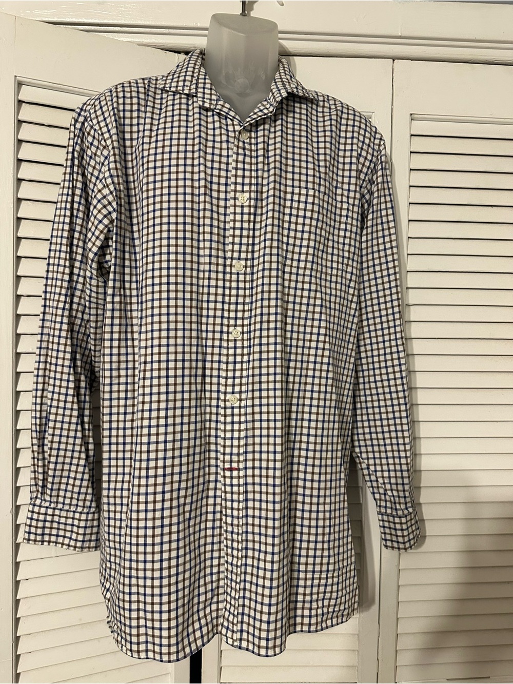 Daniel Cremieux Blue and White Check Casual Button-Down Shirt, XXL